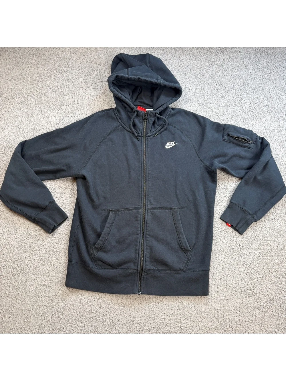 Nike Sportswear Full Zip Hoodie Black Utility Sleeve Pocket Sweatshirt Mens M